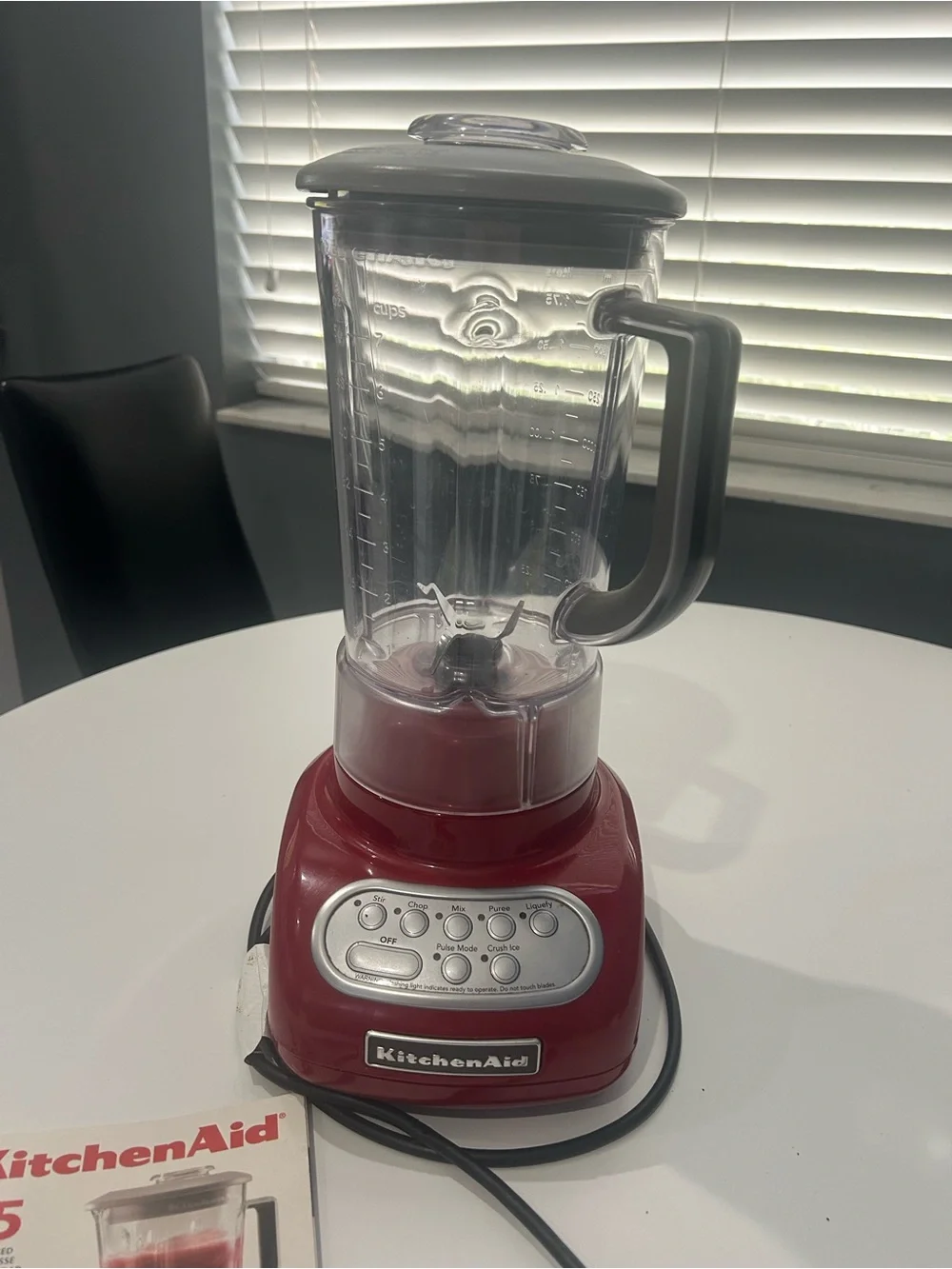 KitchenAid Red and Silver Countertop Blender with Clear Pitcher